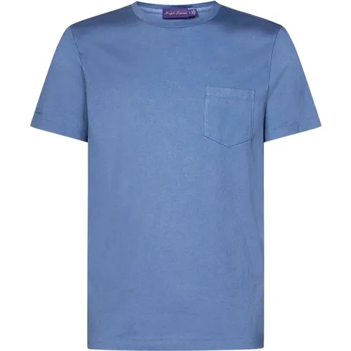 Klares Blaues Baumwoll-Jersey-T-Shirt , Herren, Größe: M - Ralph Lauren - Modalova