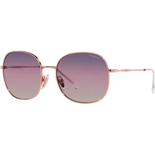 Rose Gold/Brown Violet Blue Sunglasses , female, Sizes: 57 MM - Vogue - Modalova