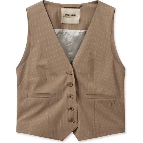 Pinstripe Print Vest Blazer , female, Sizes: 2XL, L, XL, S, M - MOS MOSH - Modalova