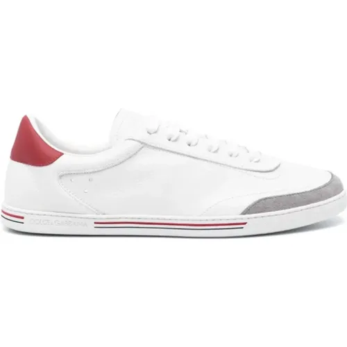 Leather Sneakers with Stripe Detailing , male, Sizes: 8 1/2 UK, 11 UK, 7 UK, 8 UK, 10 UK, 7 1/2 UK, 10 1/2 UK, 9 UK - Dolce & Gabbana - Modalova