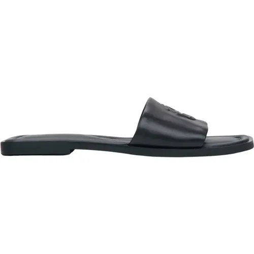 Damen Schwarze Leder Slides Er00115490 , Damen, Größe: 37 EU - Estro - Modalova