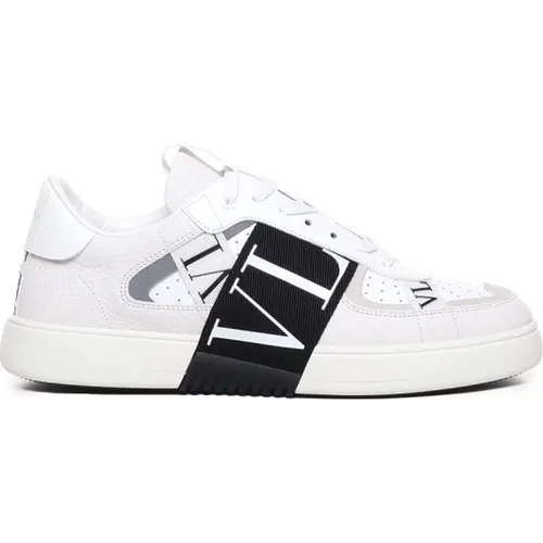 Niedrige Sneakers aus strukturiertem Leder,Weiße Low-Top Sneaker mit Bändern - Valentino Garavani - Modalova