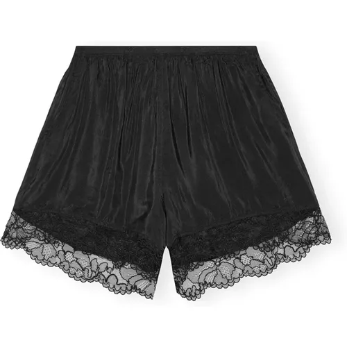 Lace Detail Bermuda Shorts , female, Sizes: M, S - Ganni - Modalova