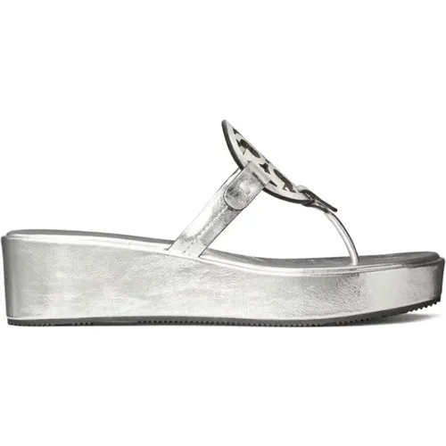 Metallic Double T Thong Sandals , female, Sizes: 5 UK, 5 1/2 UK, 3 1/2 UK, 6 UK, 3 UK, 4 1/2 UK - TORY BURCH - Modalova