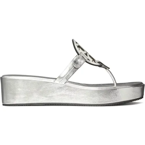 Metallic Double T Thong Sandals , female, Sizes: 5 UK, 5 1/2 UK, 3 1/2 UK, 6 UK, 3 UK, 7 UK, 4 UK, 4 1/2 UK - TORY BURCH - Modalova