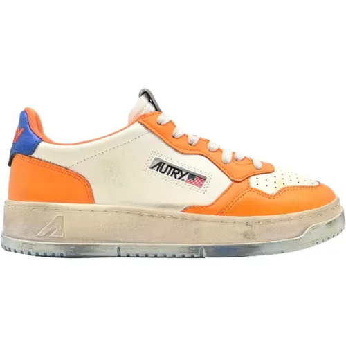 Sneakers, male, , Size: 10 US Vintage Low Top Sneakers Blue/Orange - Autry - Modalova