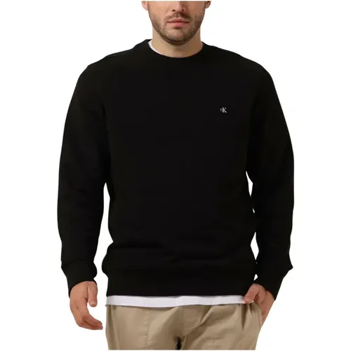 Schwarzer Embro Badge Crew Neck Pullover , Herren, Größe: S - Calvin Klein - Modalova