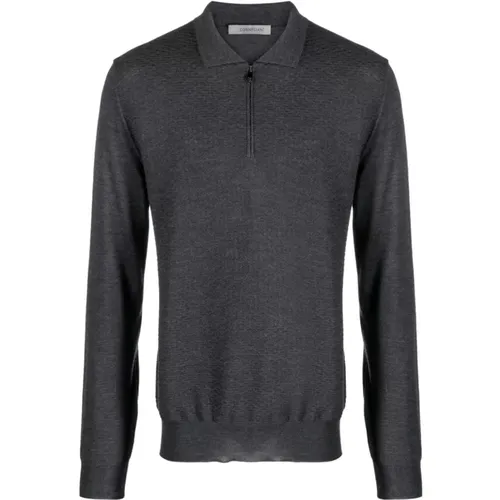 Wollgestricktes Poloshirt mit Reißverschluss , Herren, Größe: 2XL - Corneliani - Modalova