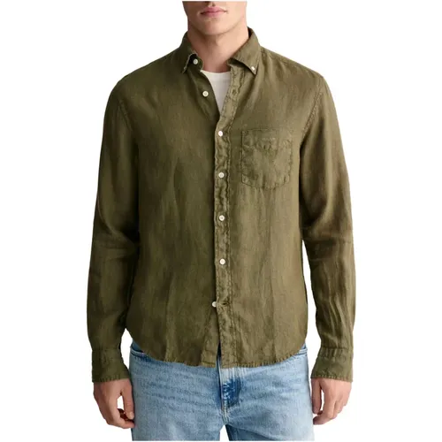 Dyed Linen Shirt , male, Sizes: M, XL, S, 2XL, 4XL, L - Gant - Modalova