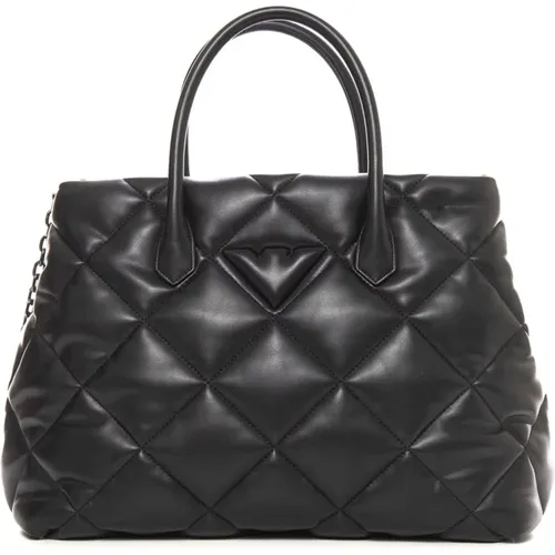 Quilted Shopping Bag with Metal Chain Strap , female, Sizes: ONE SIZE - Emporio Armani - Modalova