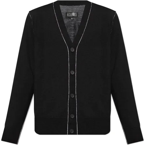 Cardigans, male, , Size: 2XL V-neck Cardigan - MM6 Maison Margiela - Modalova