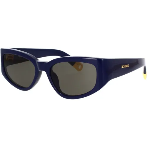 Dark Rectangular Sunglasses with Dark Grey Lenses , female, Sizes: 55 MM - Jacquemus - Modalova
