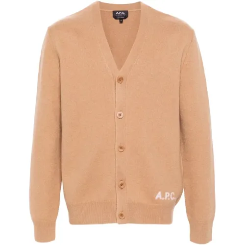 Cardigans, male, , Size: 2XL Kenny Camel Cardigan - A.p.c. - Modalova