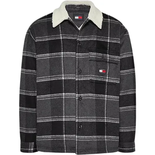 Casual Checkered Sherpa Collar Coat , male, Sizes: M - Tommy Hilfiger - Modalova