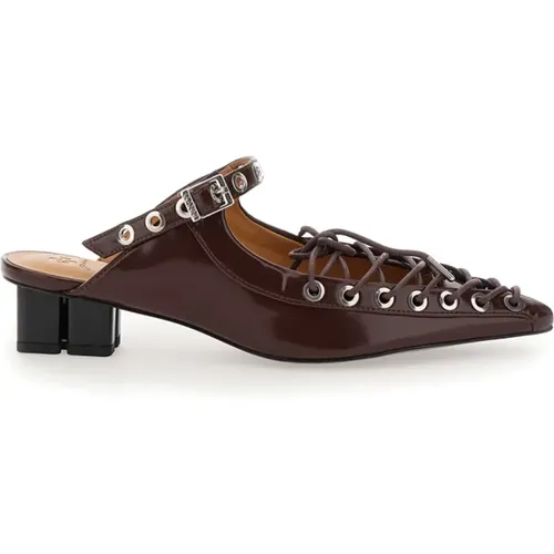 Heeled Mules, female, , Size: 7 US Lace Up Mule Sandals - Ganni - Modalova