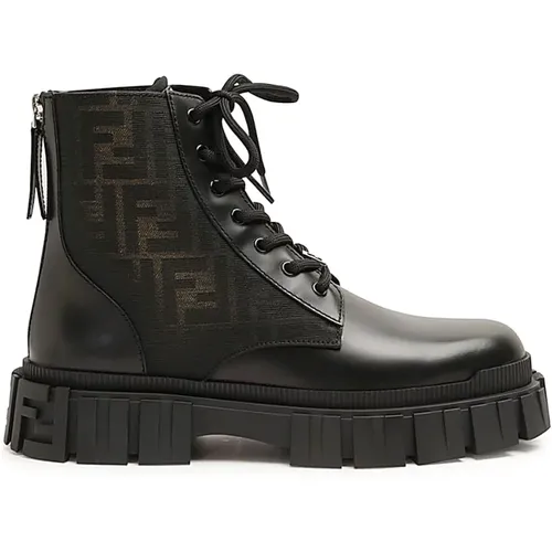 Lace-up Boots, male, , Size: 8 US Ankle Boots with FF Design - Fendi - Modalova