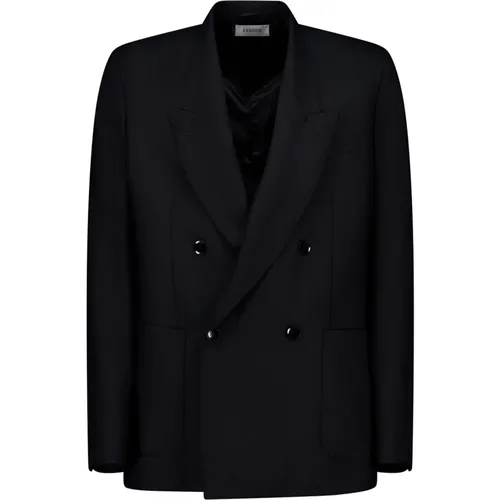 Blazers, male, , Size: XL Double Breasted Wool Jacket - Laneus - Modalova