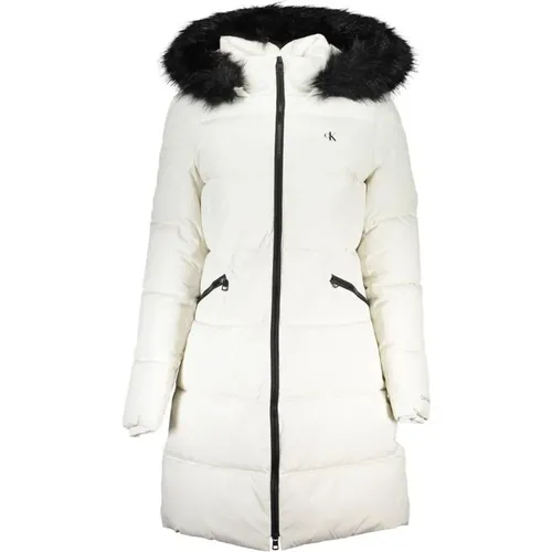 Polyester Hooded Jacket with Print and Logo Details , female, Sizes: XS - Calvin Klein - Modalova