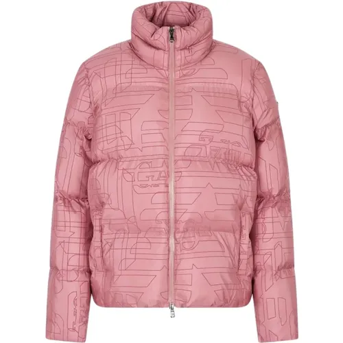 Short Down Jacket Monogram All Over , female, Sizes: XS, S - Emporio Armani EA7 - Modalova