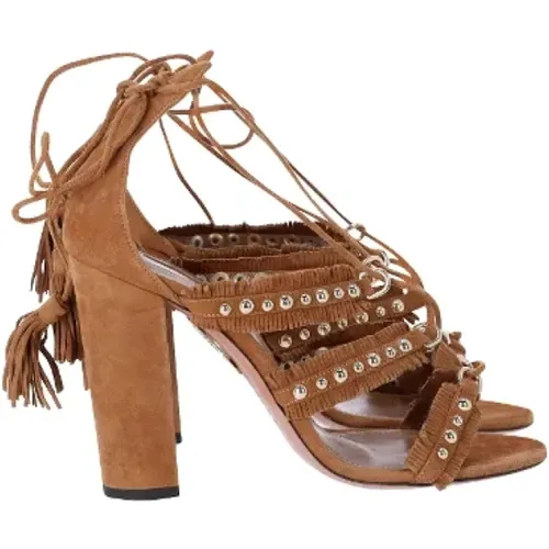 Pre-owned Sandals, female, , Size: 9 US Pre-owned Suede heels - Aquazzura Pre-owned - Modalova