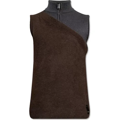 Sleeveless Knitwear, male, , Size: S Vest with standing collar - Fendi - Modalova