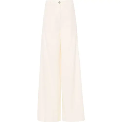 Fluid Ivory Trousers , female, Sizes: S - pinko - Modalova