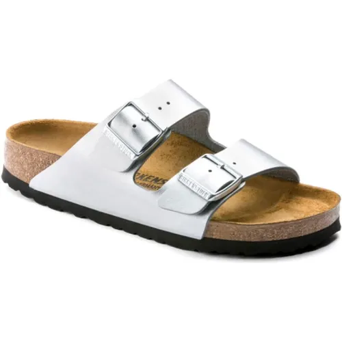 Silberne Arizona Sandalen , Damen, Größe: 35 EU - Birkenstock - Modalova