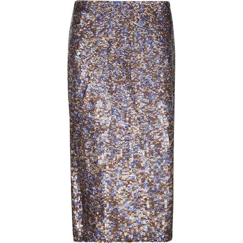 Midi Skirts, female, , Size: L Flared Sequin Long Skirt - Dries Van Noten - Modalova