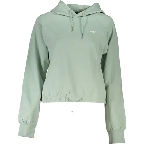 Grüner Kapuzenpullover mit gesticktem Logo , Damen, Größe: XL - Fila - Modalova