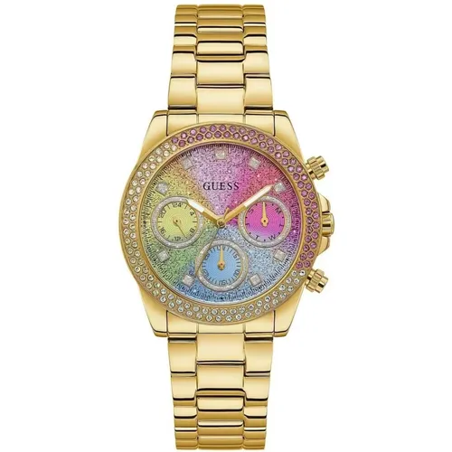 Watches, female, , Size: ONE SIZE Gold Stainless Steel Colorful Dial Watch - Guess - Modalova