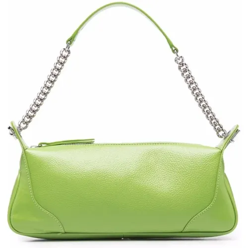 Handbags, female, , Size: ONE SIZE Pistachio Leather Shoulder Bag - By FAR - Modalova