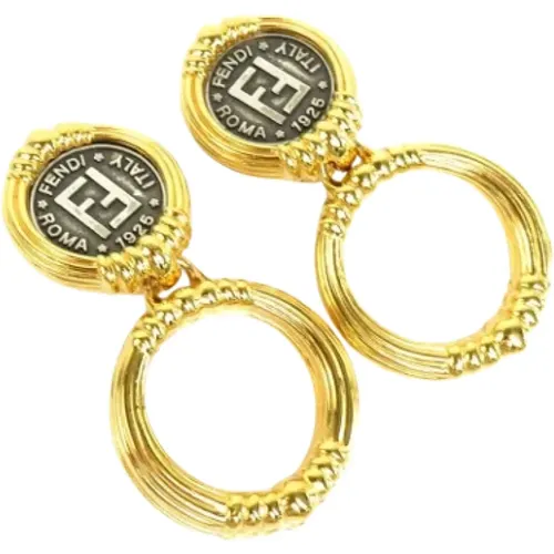 Pre-owned Jewellery, female, , Size: ONE SIZE Pre-owned Metal earrings - Fendi Vintage - Modalova