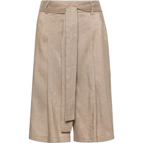 Linen Shorts with Lurex Details , female, Sizes: L, S - Seventy - Modalova