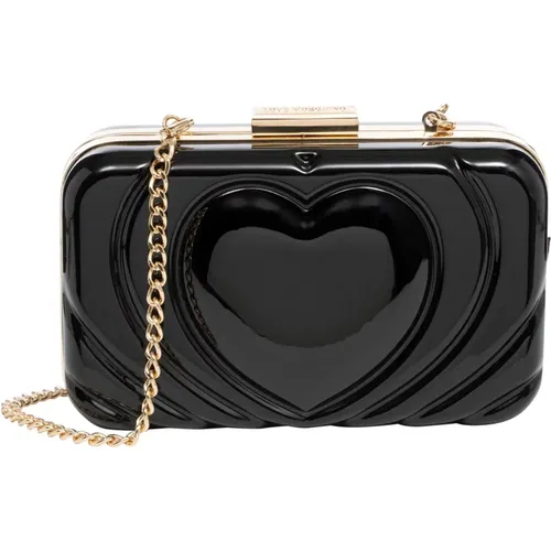 Clutches, female, , Size: ONE SIZE Heart Clutch with Detachable Strap - Love Moschino - Modalova