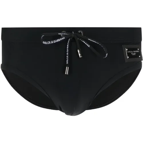 Schwarze Logo-Plaque Badehose , Herren, Größe: L - Dolce & Gabbana - Modalova