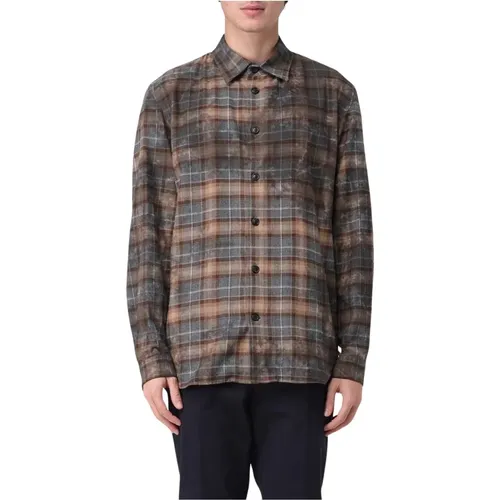 Patterned Check Flannel Shirt with Stains , male, Sizes: XL - Mauro Grifoni - Modalova