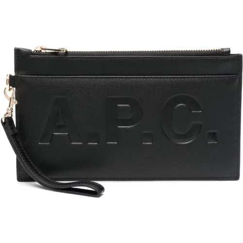 Leather Clutch Bag with Logo Embossing , female, Sizes: ONE SIZE - A.p.c. - Modalova