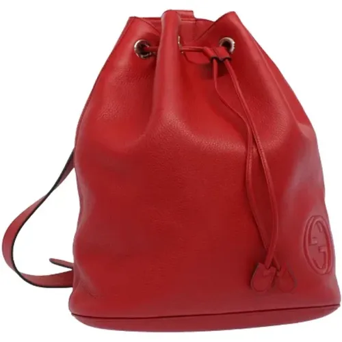 Pre-owned Bucket Bags, female, , Size: ONE SIZE Pre-owned Leather backpacks - Gucci Vintage - Modalova