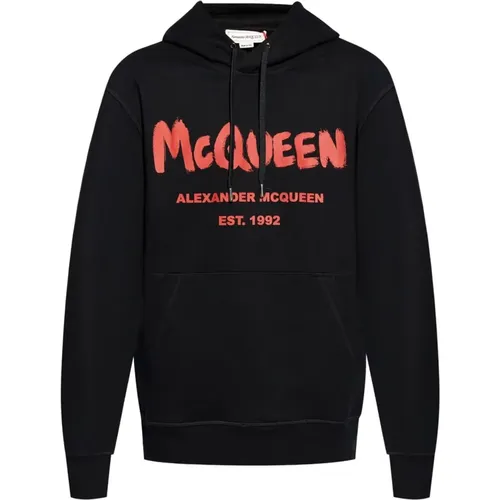 Schwarzer Logo-Print Kapuzenpullover , Herren, Größe: 2XL - alexander mcqueen - Modalova