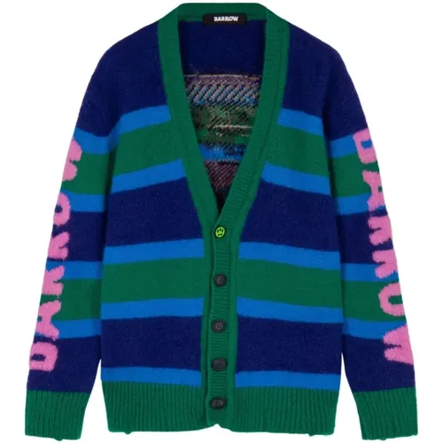 Cardigans, male, , Size: L Green Mohair Cardigan with Teddy Bear - Barrow - Modalova