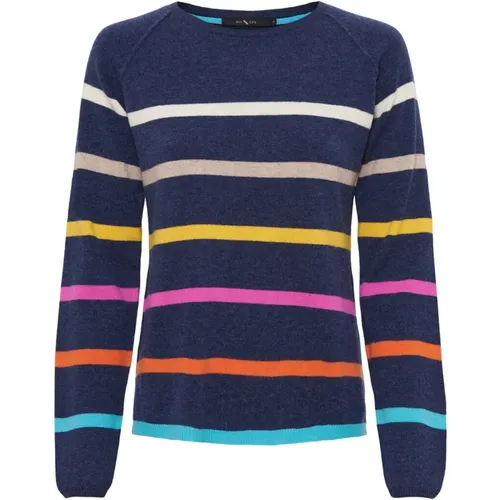 Cashmere Striped Pullover Midnight Blue Melange , female, Sizes: M, 2XL - Btfcph - Modalova