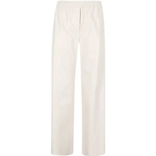 Straight Trousers, female, , Size: XL Aged effect ivory viscose pants - Max Mara Weekend - Modalova