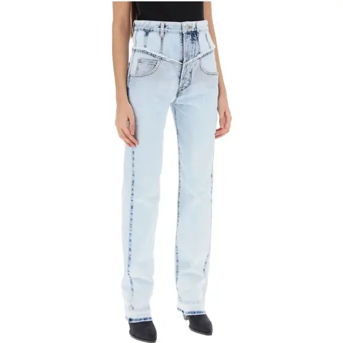 Frayed V-Seam Straight Leg Jeans , Damen, Größe: 2XS - Isabel marant - Modalova