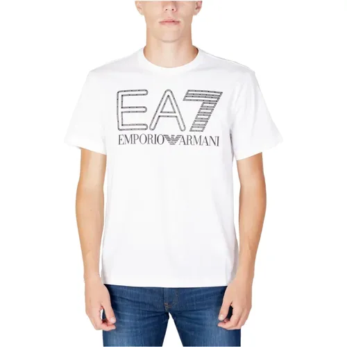 Herren Weißes Print T-Shirt , Herren, Größe: L - Emporio Armani EA7 - Modalova