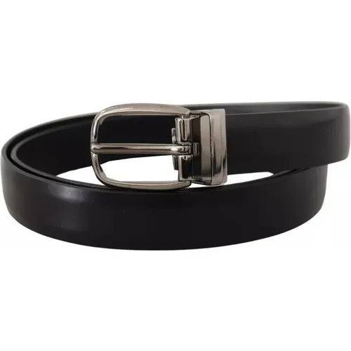 Classic Leather Belt with Chrome Buckle , unisex, Sizes: 100 CM - Dolce & Gabbana - Modalova