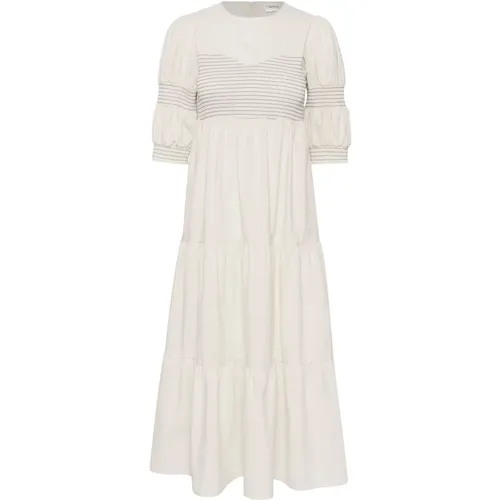 Feminines Midi-Kleid mit Smock-Paneelen , Damen, Größe: XL - Gestuz - Modalova