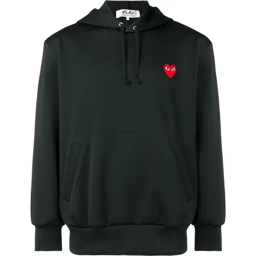 Schwarzer Play Sweatshirt Hoodie , Herren, Größe: L - Comme des Garçons Play - Modalova