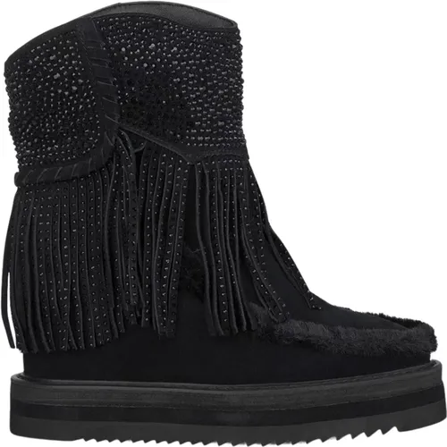 Fringed fur boot , female, Sizes: 8 UK, 5 UK, 6 UK, 3 UK, 4 UK, 7 UK, 2 UK - Alma en Pena - Modalova