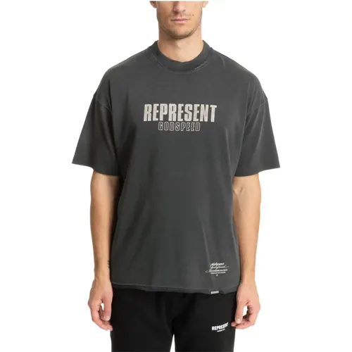 Gemustertes Logo T-shirt , Herren, Größe: M - REPRESENT - Modalova