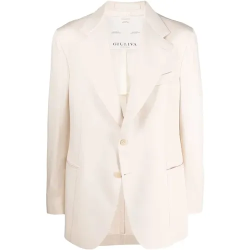 Blazers, male, , Size: XL Ivory Single Breasted Blazer - Giuliva Heritage - Modalova